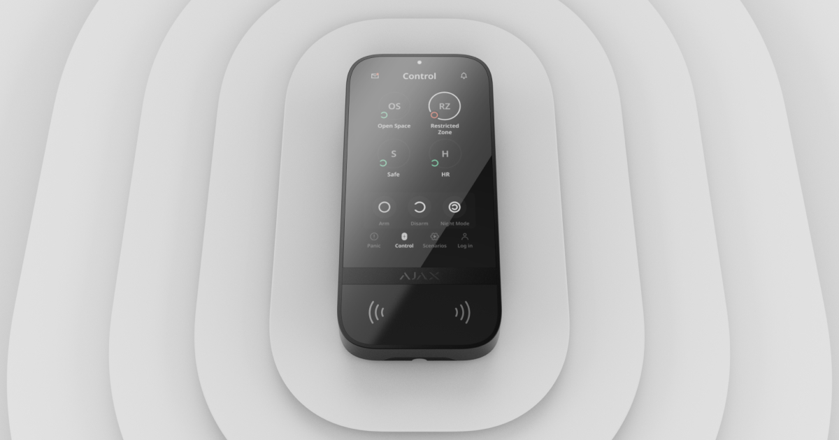 Tastiera Ajax KeyPad TouchScreen per la gestione del sistema di allarme